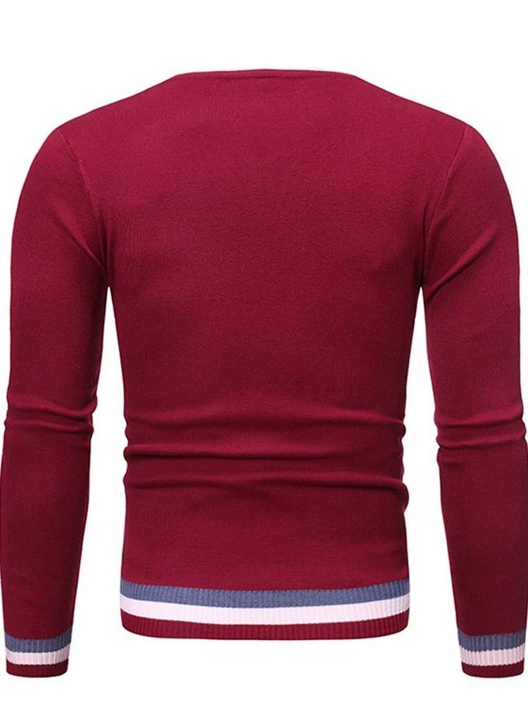 Herre Rund Hals Standard Color Block Vinter Slim Sweater