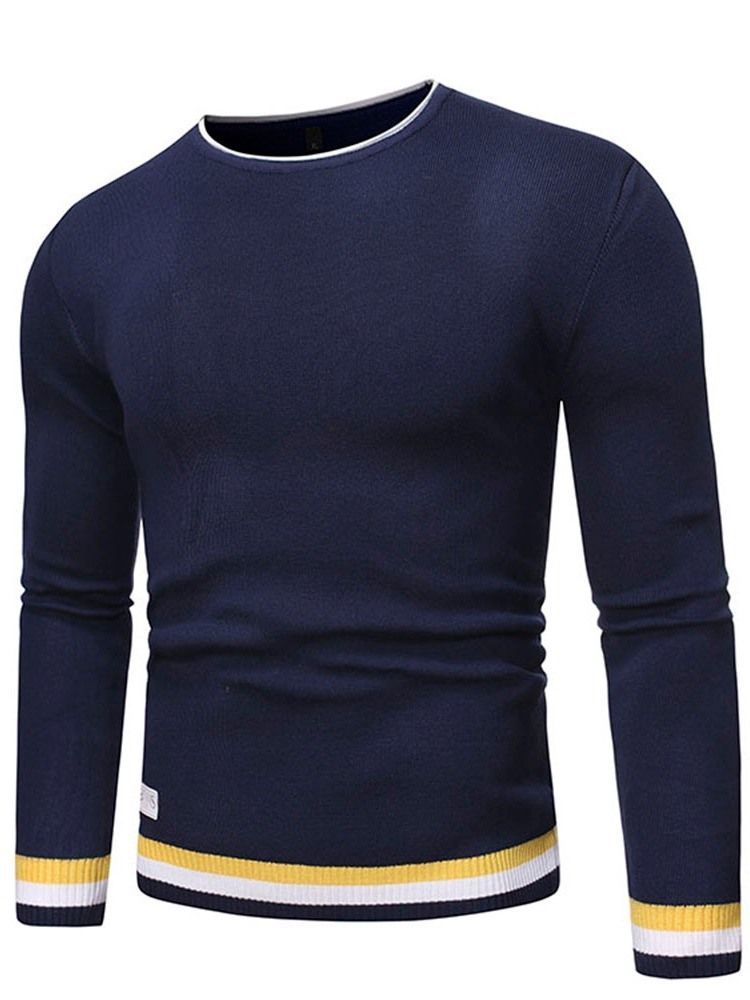 Herre Rund Hals Standard Color Block Vinter Slim Sweater