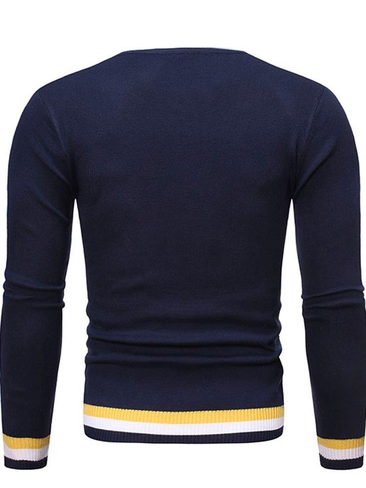 Herre Rund Hals Standard Color Block Vinter Slim Sweater