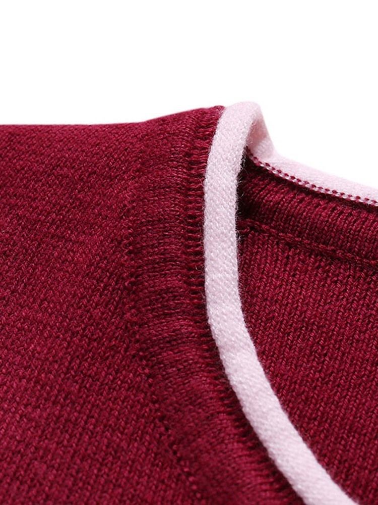 Herre Rund Hals Standard Color Block Vinter Slim Sweater