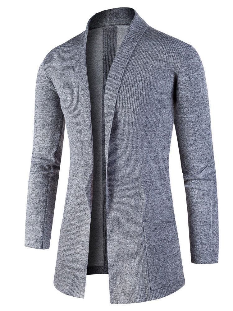 Lapel Slim Mid-length Herre Cardigan Sweater