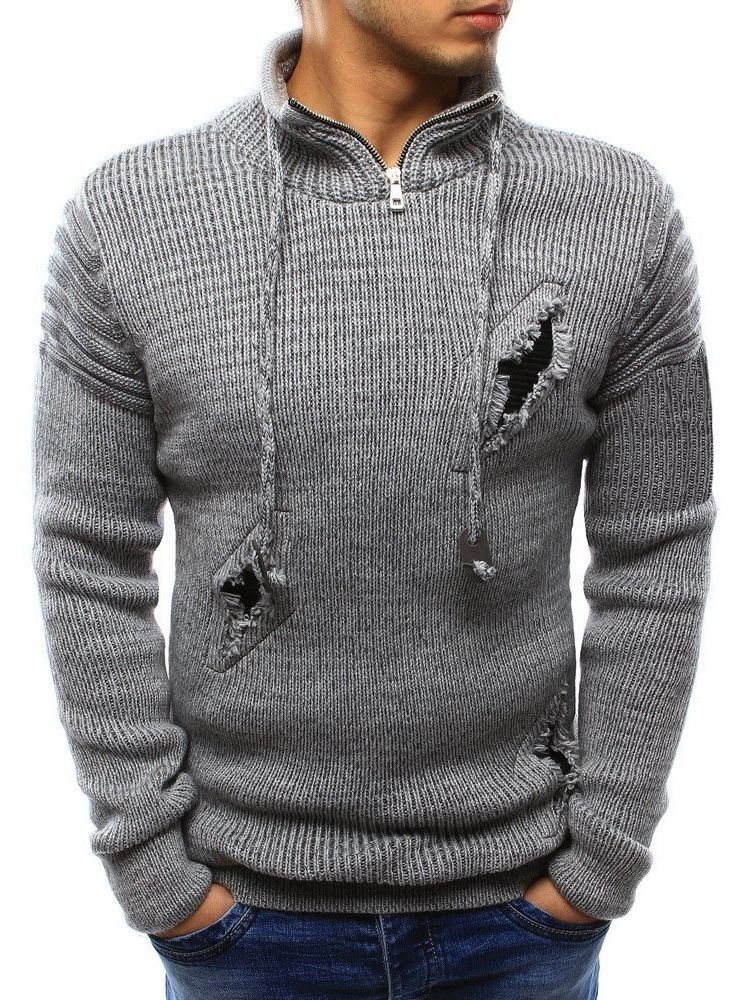 Lynlåsstil Casual Straight Herre Sweater