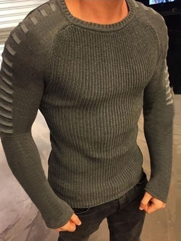 Mænds Rund Hals Standard Color Block Efterår Slim Sweater