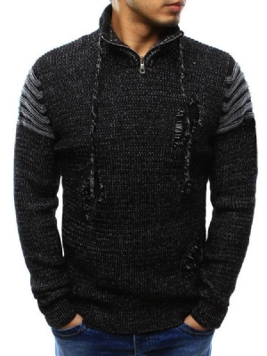 Mænds Standard Color Block Hole Winter European Sweater