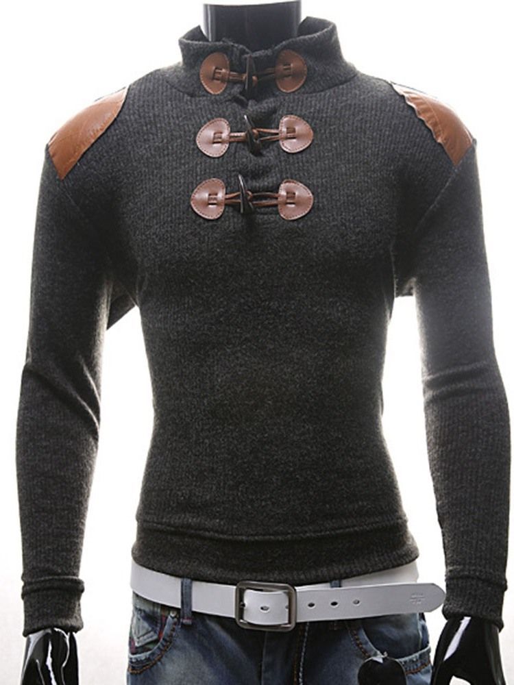 Mænds Standard Color Block Patchwork Fall Casual Sweater