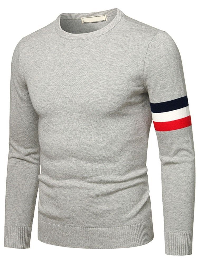 Mænds Standard Stripe Rund Hals Slim Casual Sweater