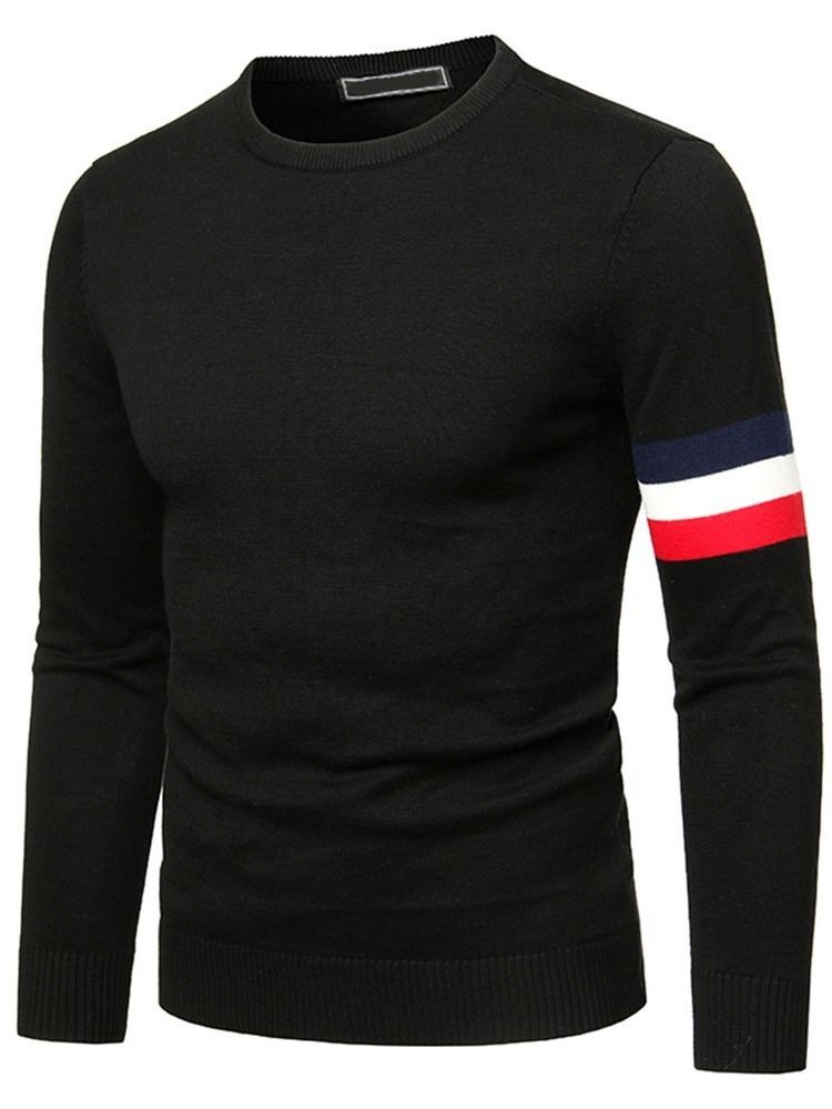 Mænds Standard Stripe Rund Hals Slim Casual Sweater