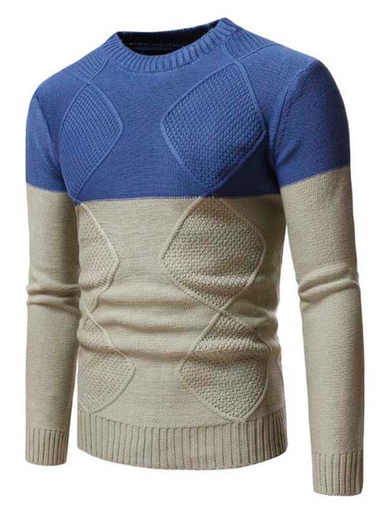 Patchwork Color Block Standard Casual Herre Sweater