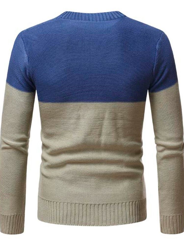 Patchwork Color Block Standard Casual Herre Sweater