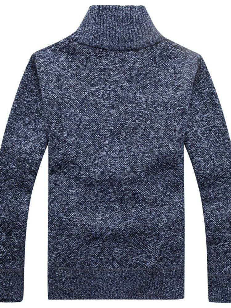 Plain Collar Standard Straight Lynlås Herre Sweater