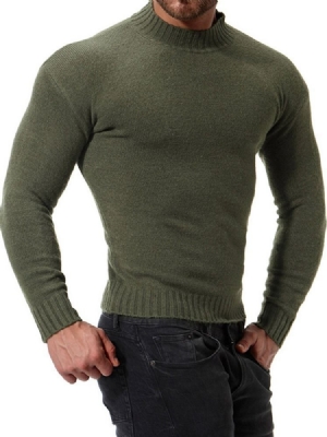 Plain Color Stand Collar Casual Slim Men's Sweater