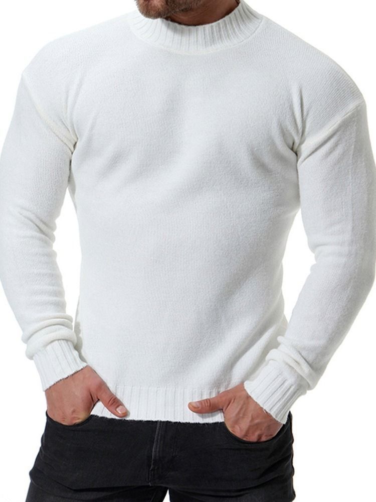 Plain Color Stand Collar Casual Slim Men's Sweater