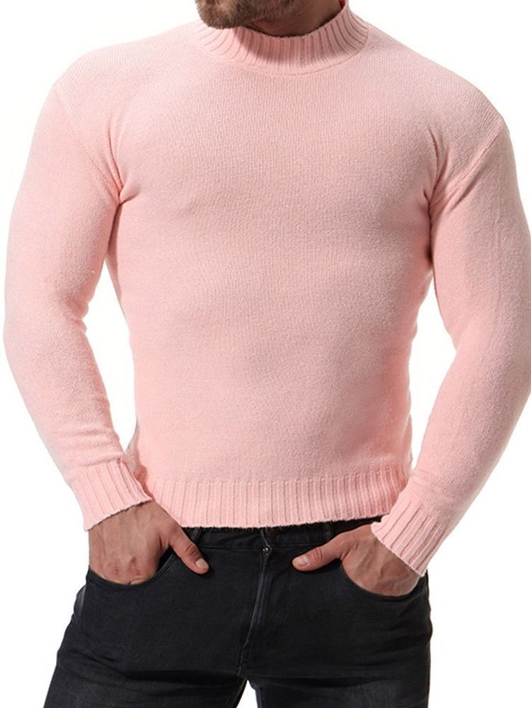 Plain Color Stand Collar Casual Slim Men's Sweater