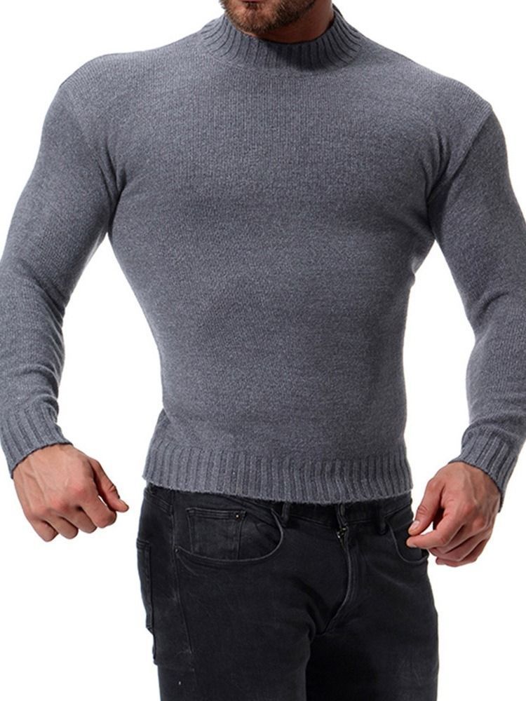 Plain Color Stand Collar Casual Slim Men's Sweater