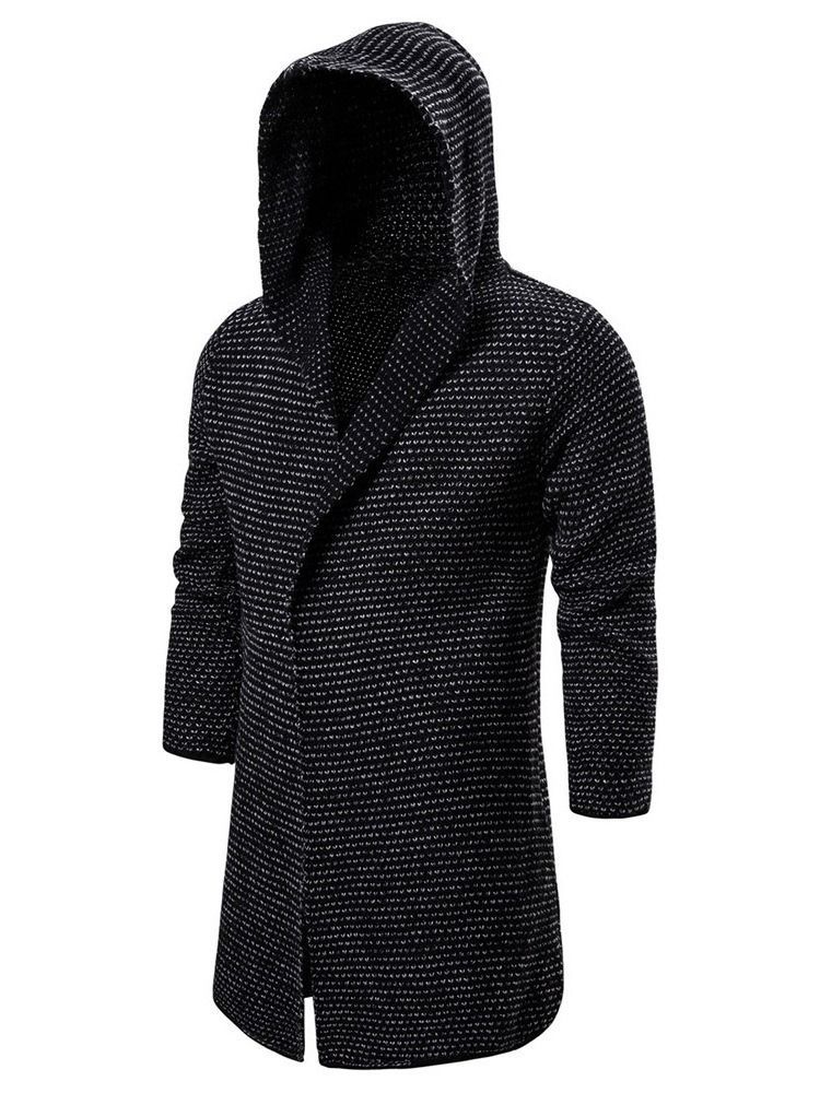 Plain Hooded Mid-length Men's Sweater