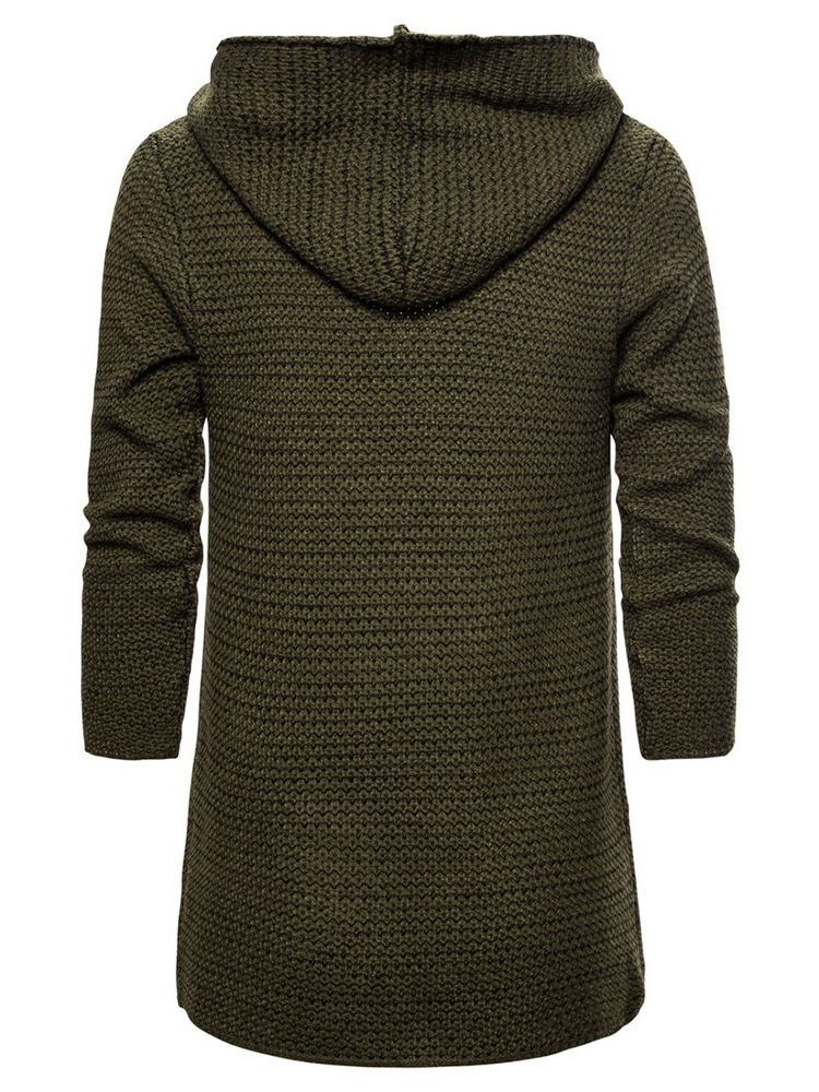 Plain Hooded Mid-length Men's Sweater