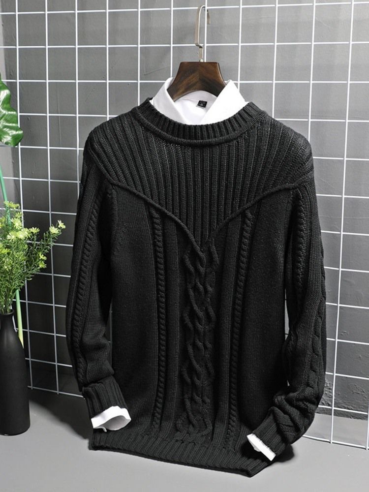 Plain Round Neck Casual Straight Men's Sweater