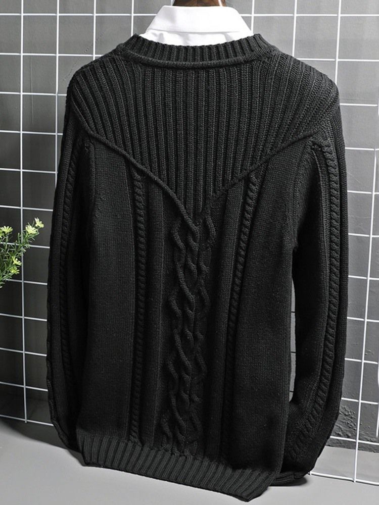 Plain Round Neck Casual Straight Men's Sweater