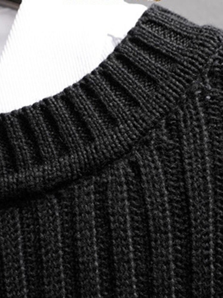 Plain Round Neck Casual Straight Men's Sweater