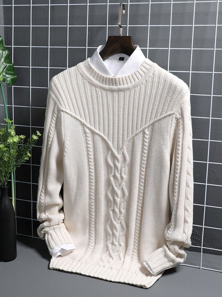 Plain Round Neck Casual Straight Men's Sweater