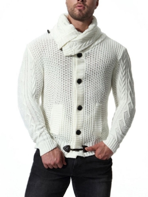 Plain Shawl Collar Mens Button Casual Sweater