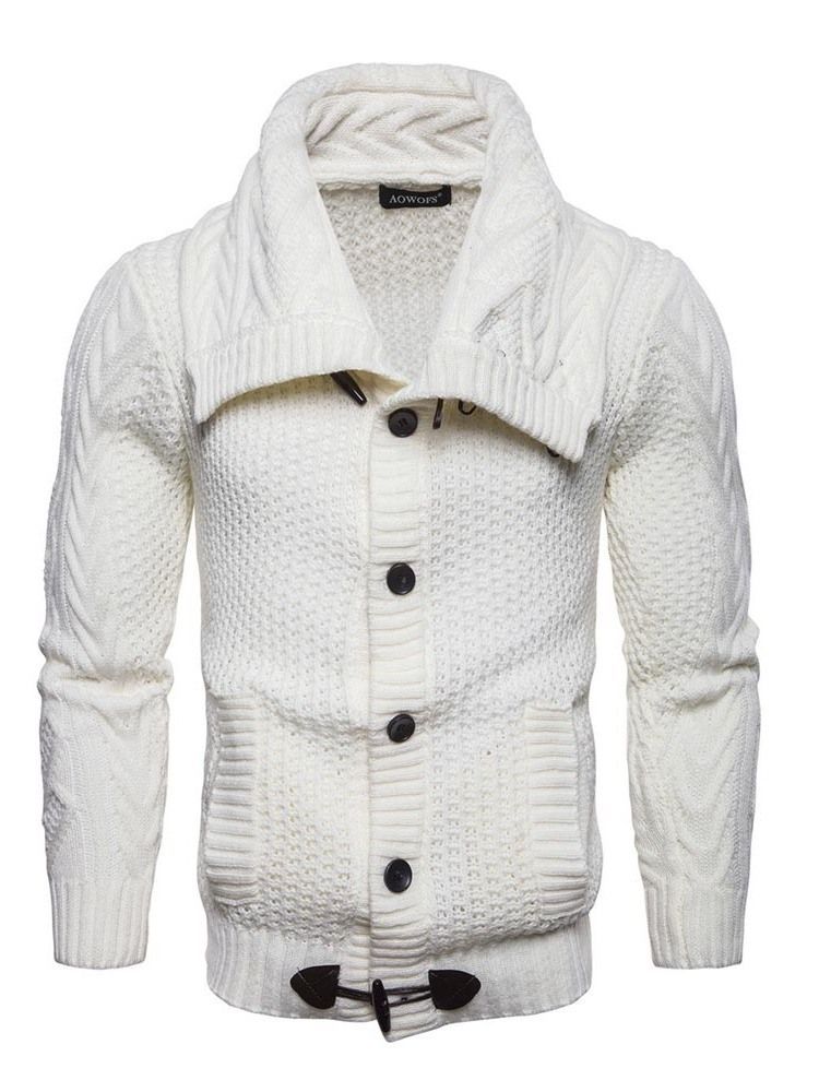 Plain Shawl Collar Mens Button Casual Sweater