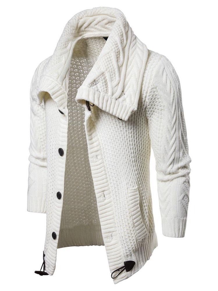 Plain Shawl Collar Mens Button Casual Sweater