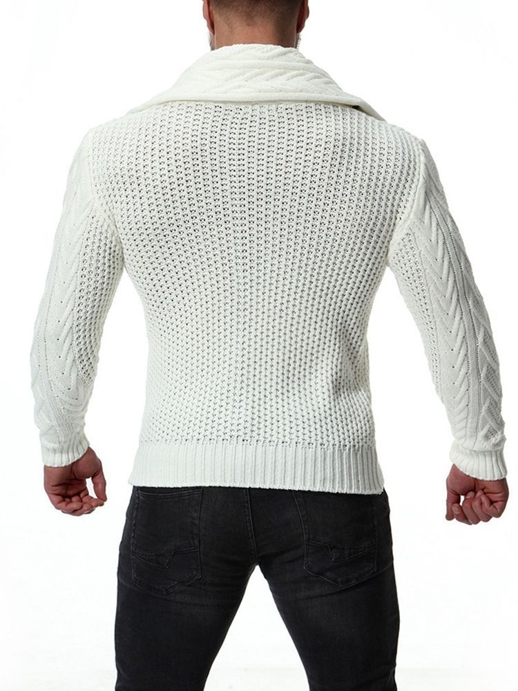 Plain Shawl Collar Mens Button Casual Sweater