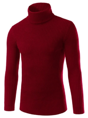 Plain Turtle Neck Slim Sweater Til Mænd