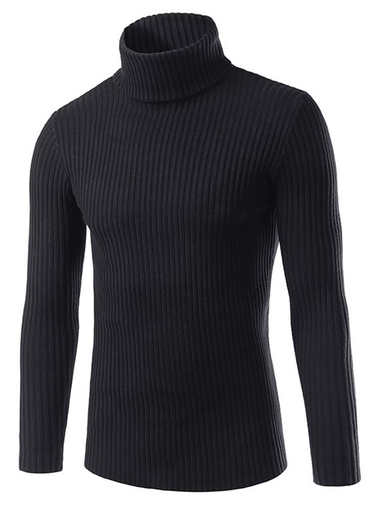 Plain Turtle Neck Slim Sweater Til Mænd