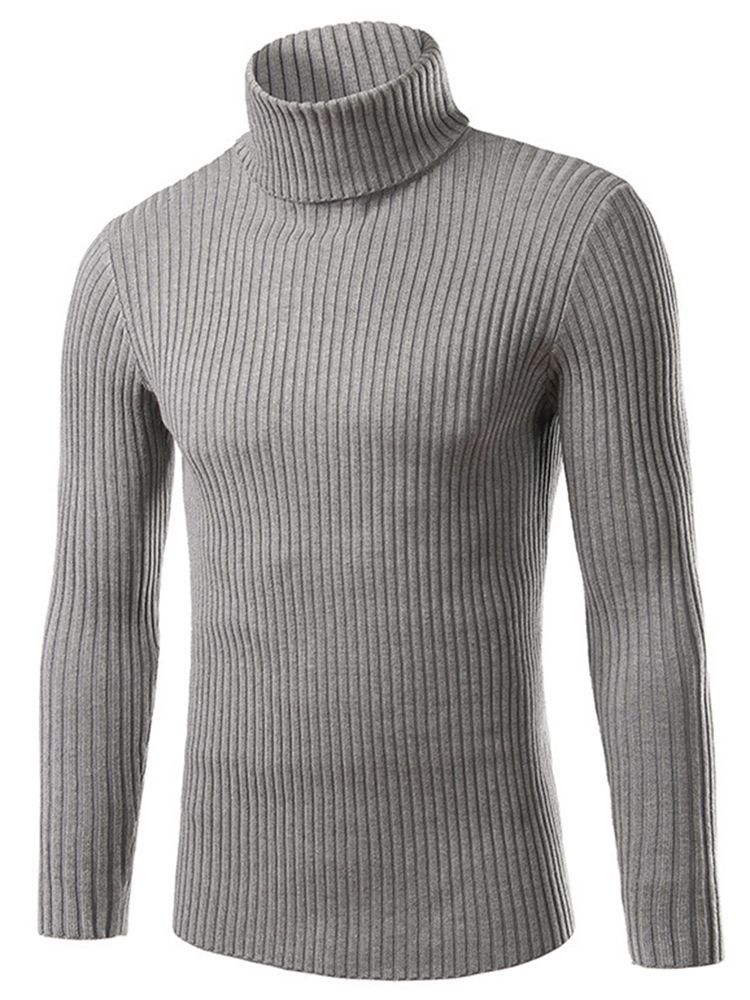 Plain Turtle Neck Slim Sweater Til Mænd