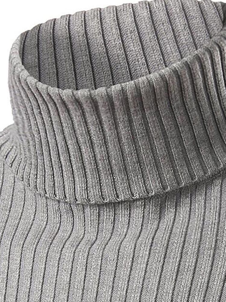 Plain Turtle Neck Slim Sweater Til Mænd