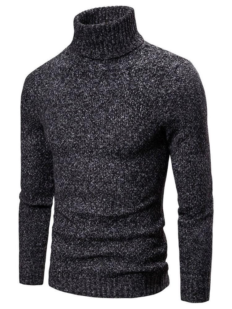 Plain Turtleneck Standard Casual Herre Sweater