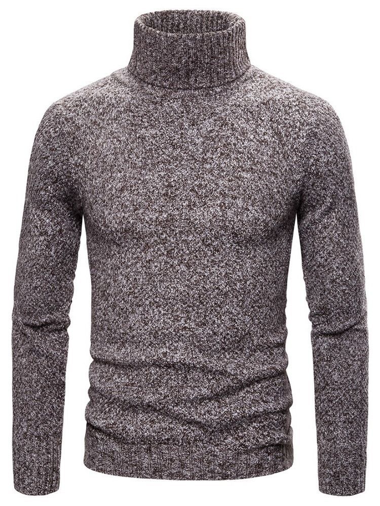 Plain Turtleneck Standard Casual Herre Sweater