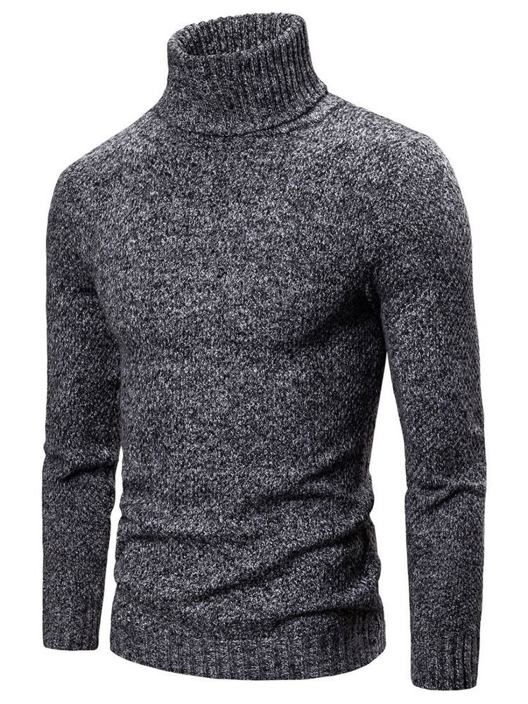 Plain Turtleneck Standard Casual Herre Sweater