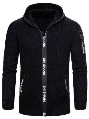 Pocket Standard Hooded Zipper Men's Slim Sweater