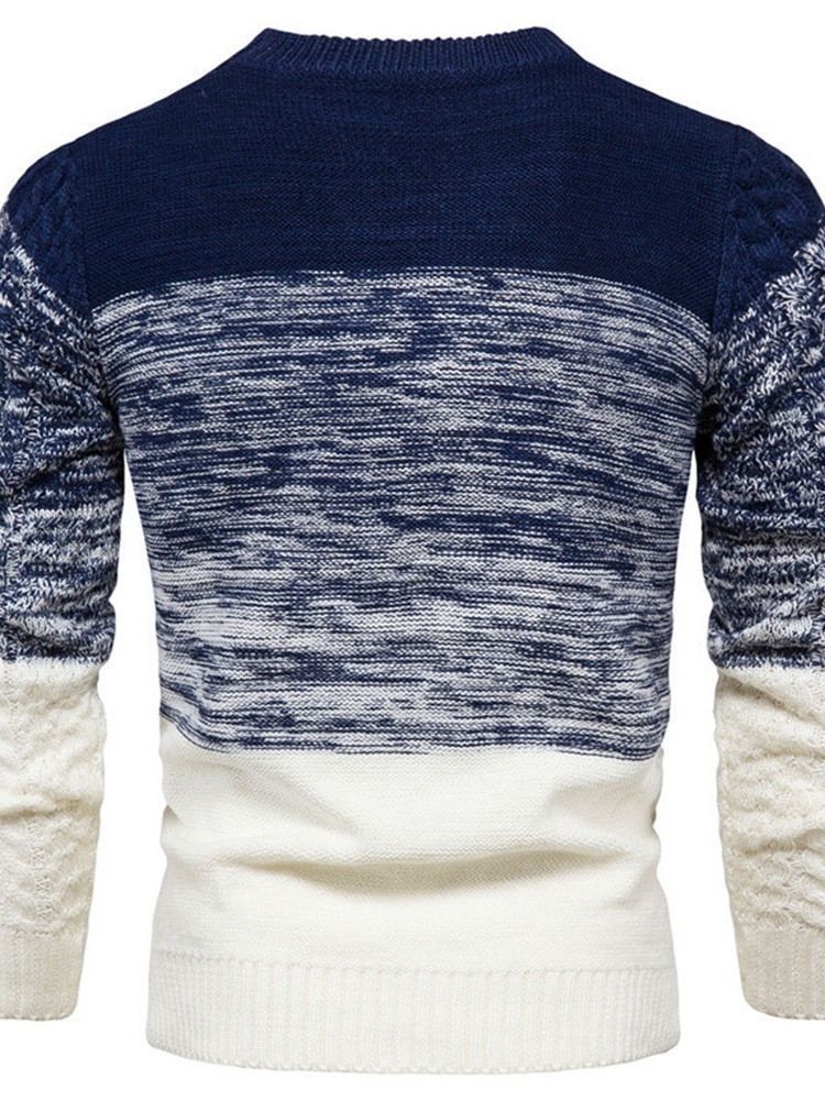 Round Neck Color Block Standard Fall European Men's Sweater