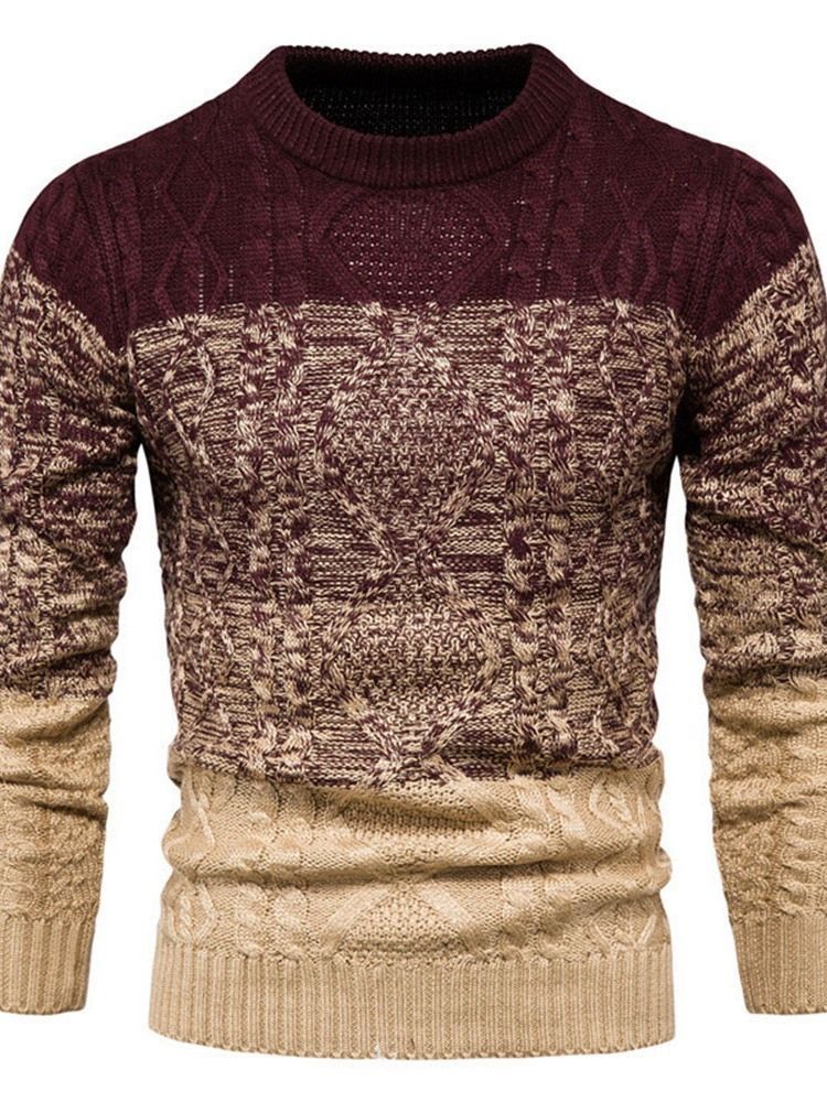 Round Neck Color Block Standard Fall European Men's Sweater