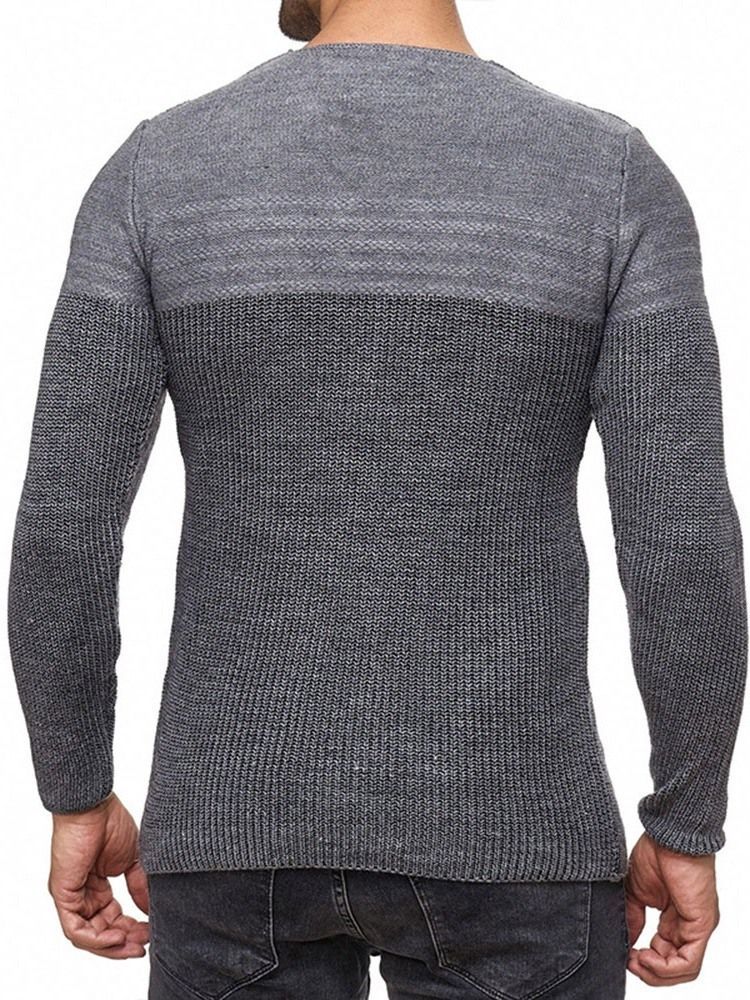 Rund Hals Color Block Standard Herre Slim Casual Sweater