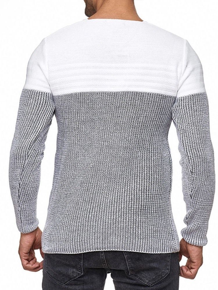 Rund Hals Color Block Standard Herre Slim Casual Sweater