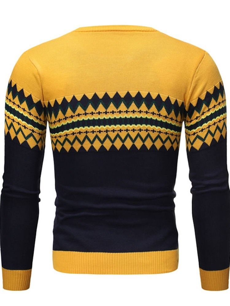 Rund Hals Farveblok Standard Vinter Afslappet Herre Sweater