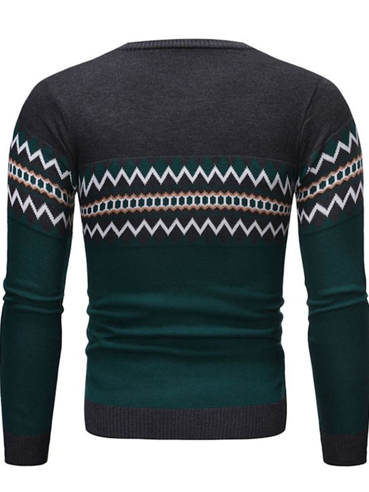 Rund Hals Farveblok Standard Vinter Afslappet Herre Sweater