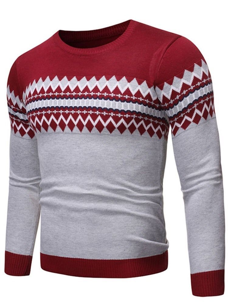 Rund Hals Farveblok Standard Vinter Afslappet Herre Sweater