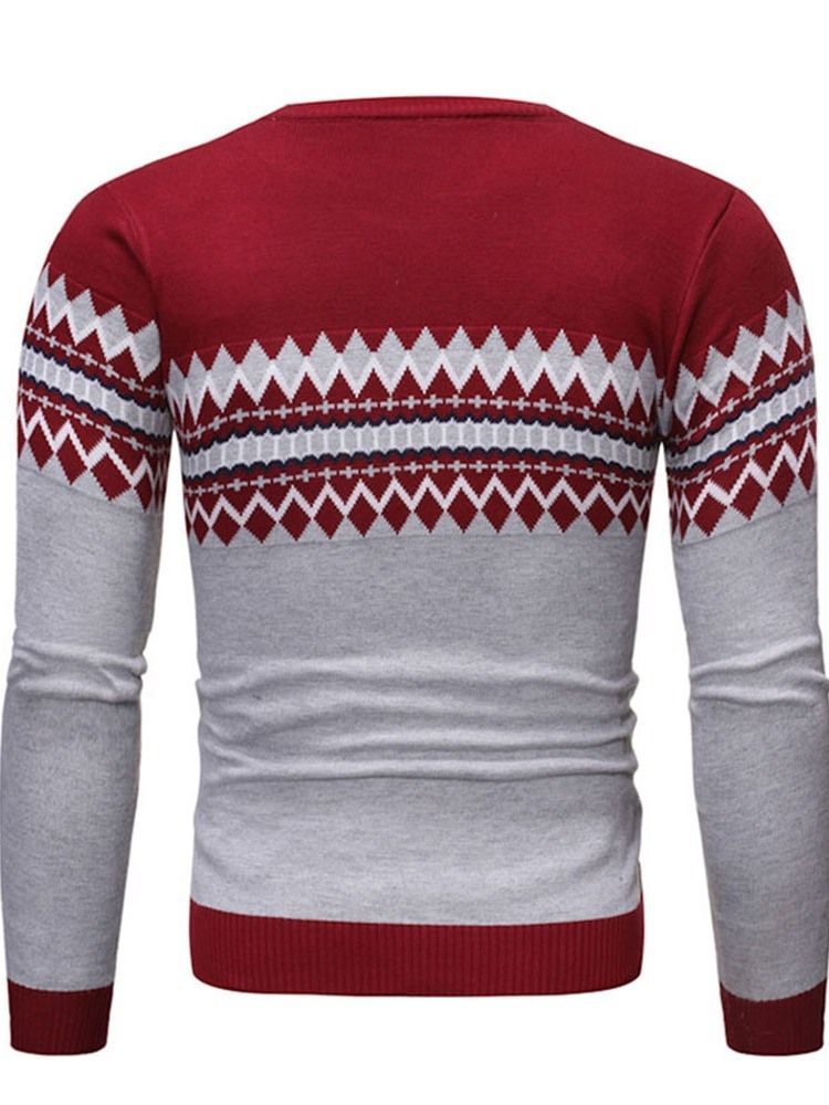 Rund Hals Farveblok Standard Vinter Afslappet Herre Sweater