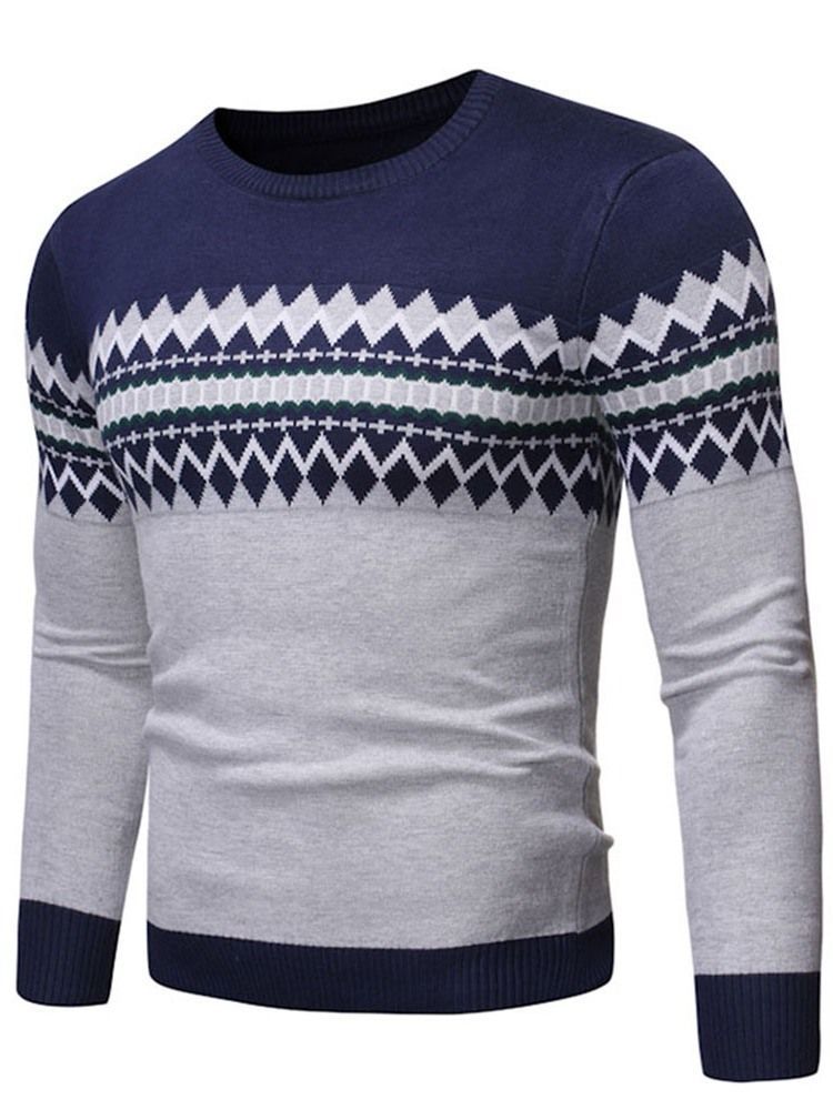 Rund Hals Farveblok Standard Vinter Afslappet Herre Sweater