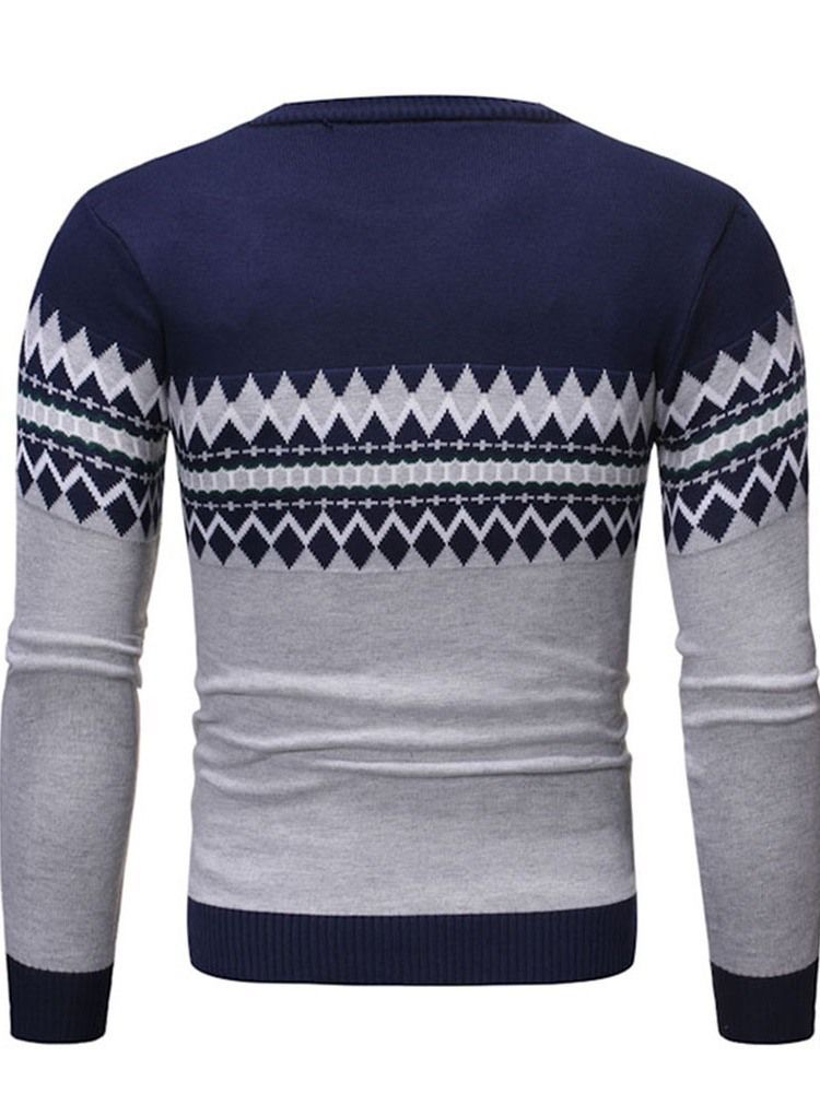 Rund Hals Farveblok Standard Vinter Afslappet Herre Sweater