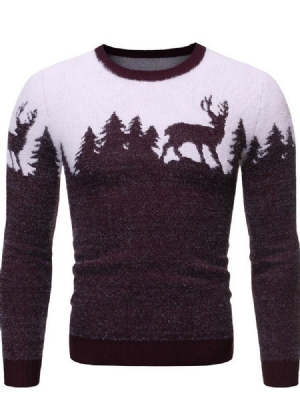 Rund Hals Standard Animal Winter Herre Slim Sweater