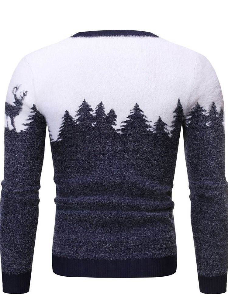 Rund Hals Standard Animal Winter Herre Slim Sweater