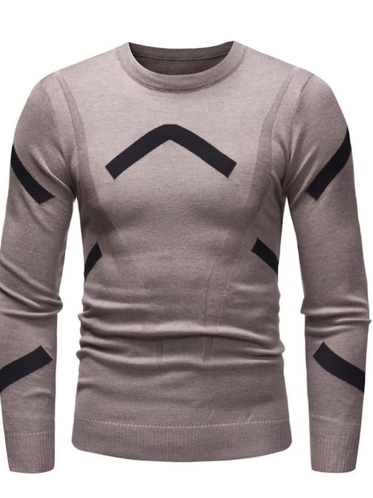 Rund Hals Standard Color Block Efterår Slim Fit Sweater Til Mænd