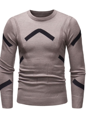 Rund Hals Standard Color Block Efterår Slim Fit Sweater Til Mænd